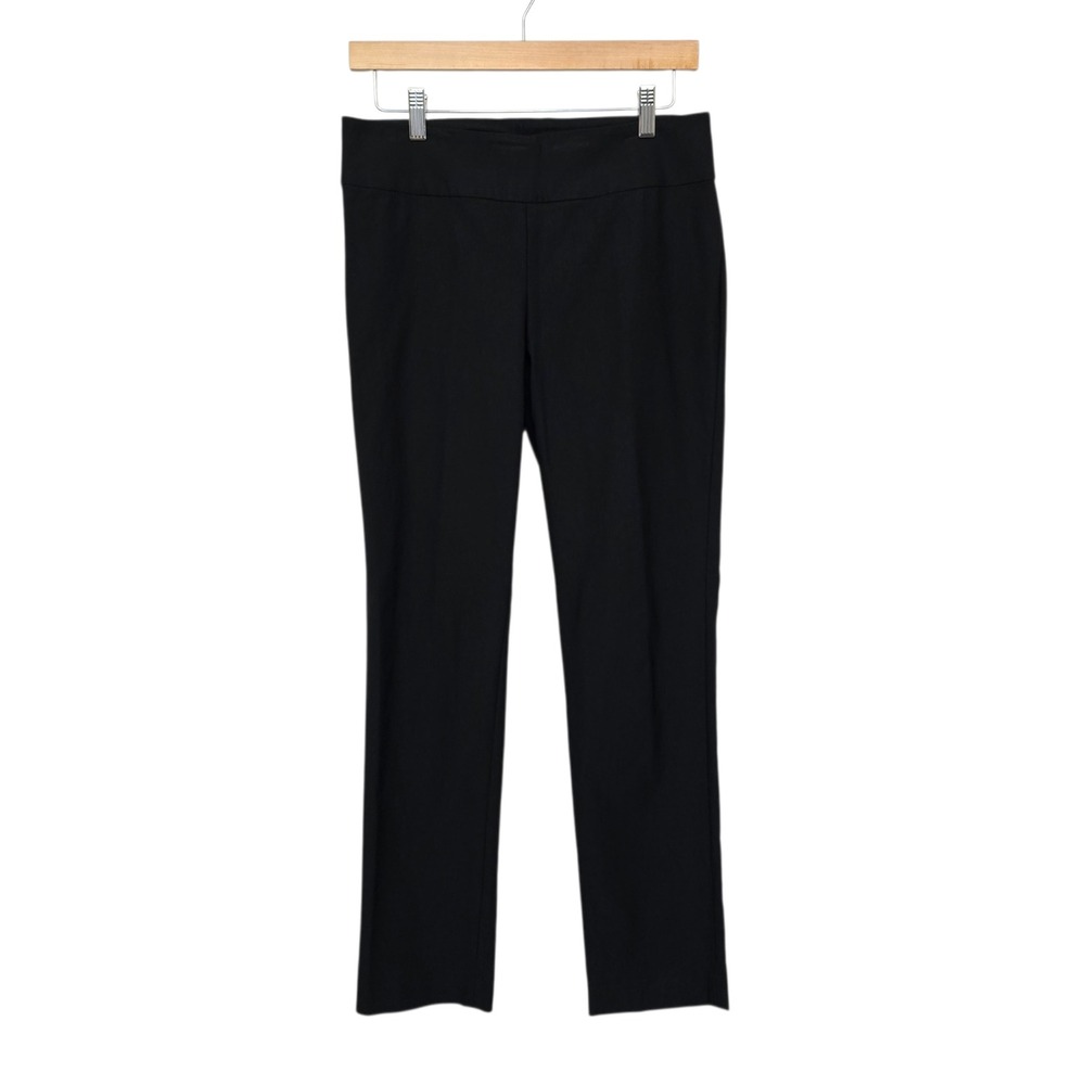 NIC+ZOE Womens Black Pull On Stretch Straight Leg Trousers Size 8 Office Pants